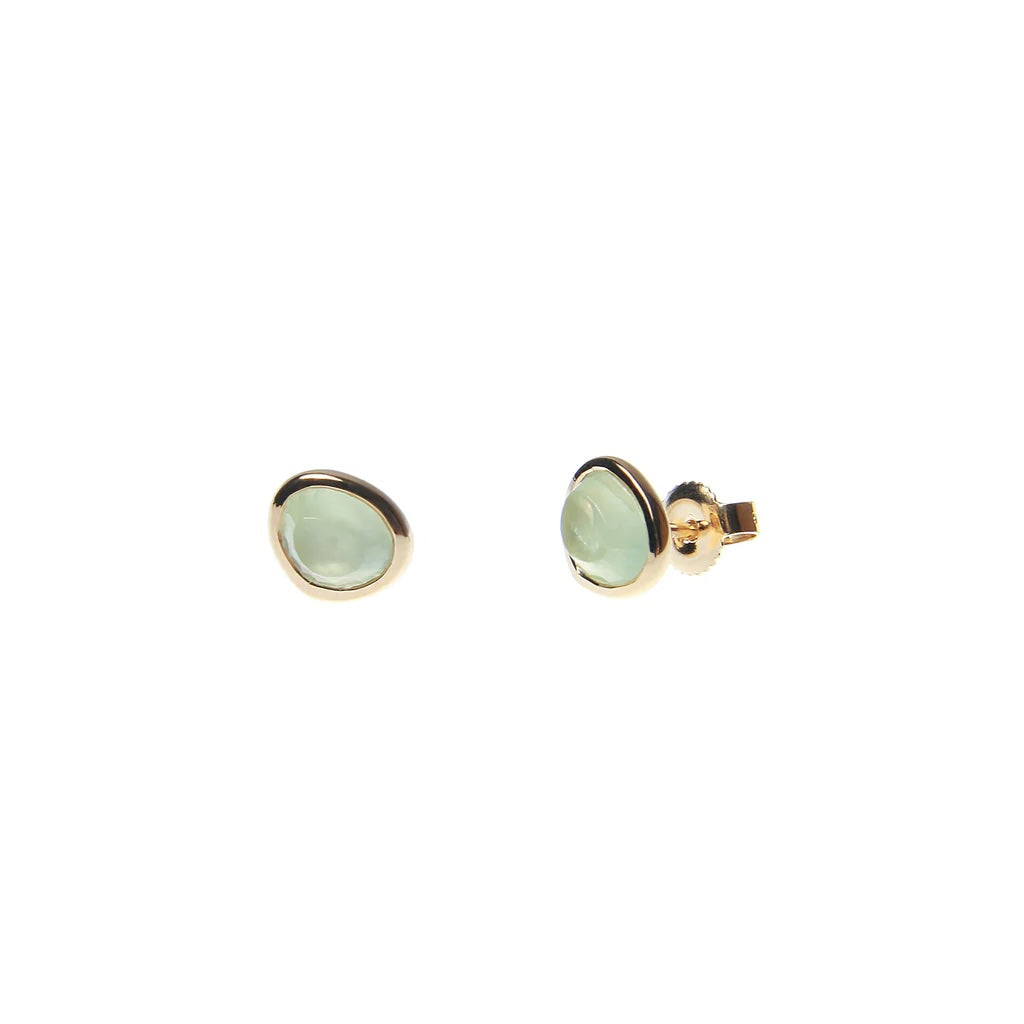 Barely Bandit Ear Studs Sterling Silver gold vermeil Prehnite