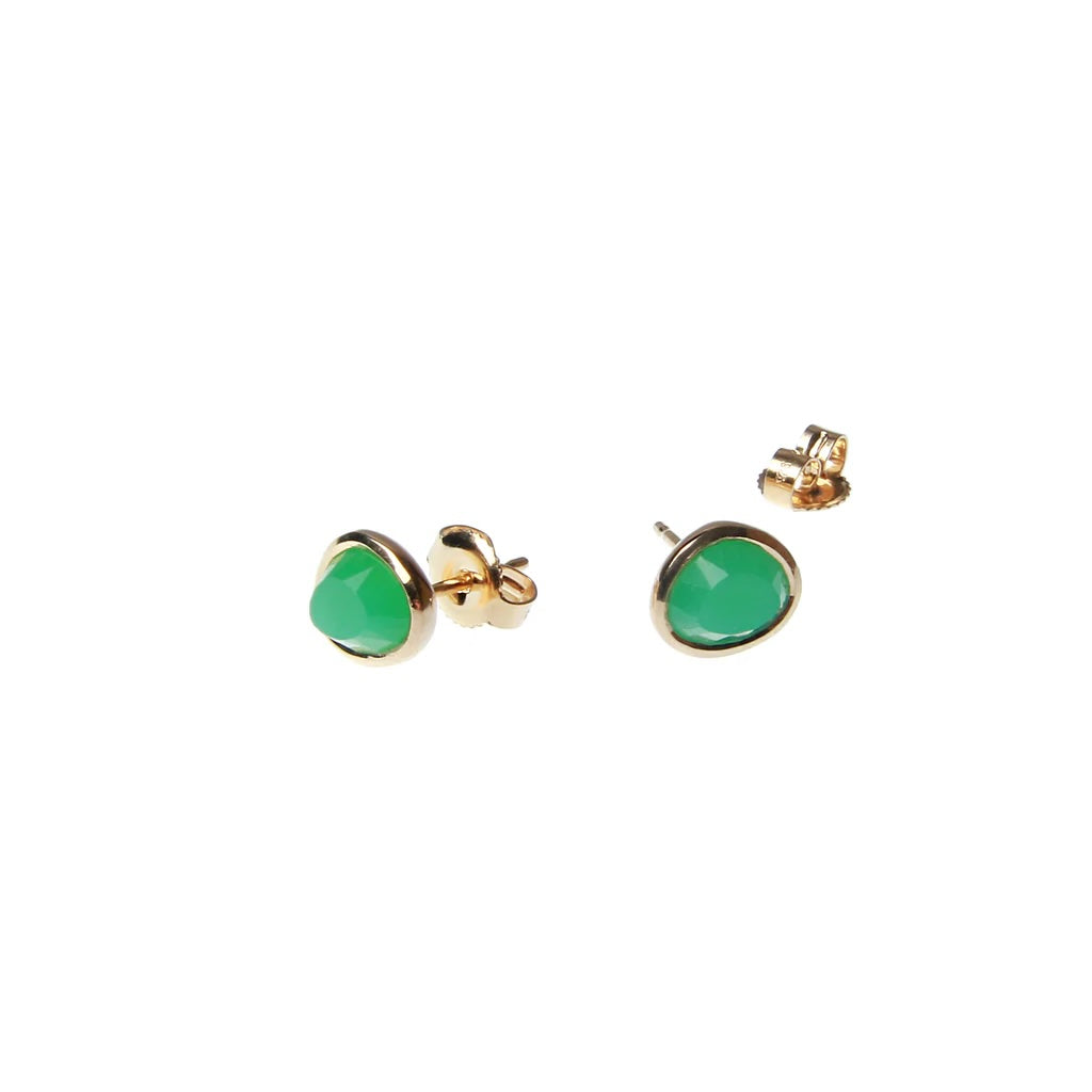 Flirty Bandit Ear Studs Sterling Silver gold vermeil Chrysoprase