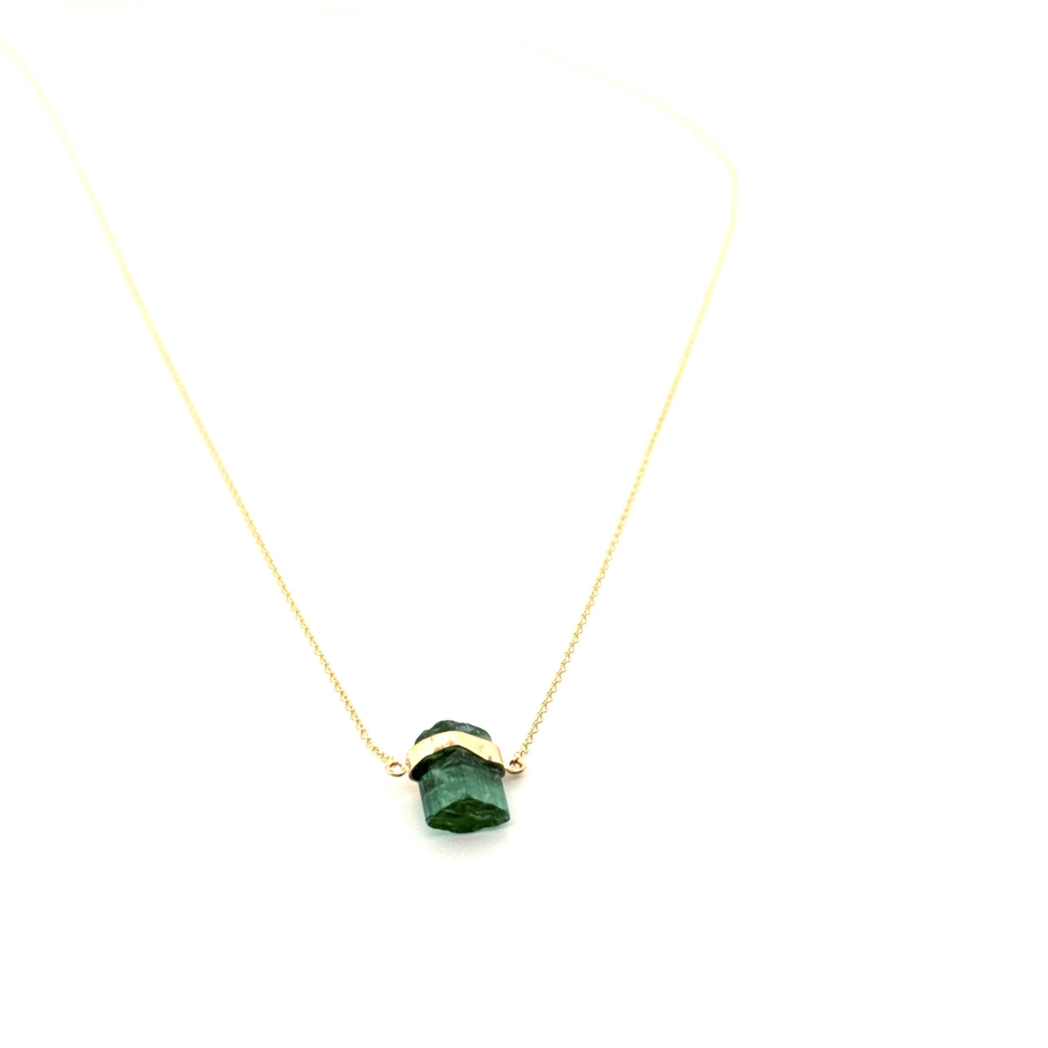 Eikosi Dyo 22 - Necklace - Rainbow Tourmaline Midi Necklace - Green - #product_material# - MERA MERAH