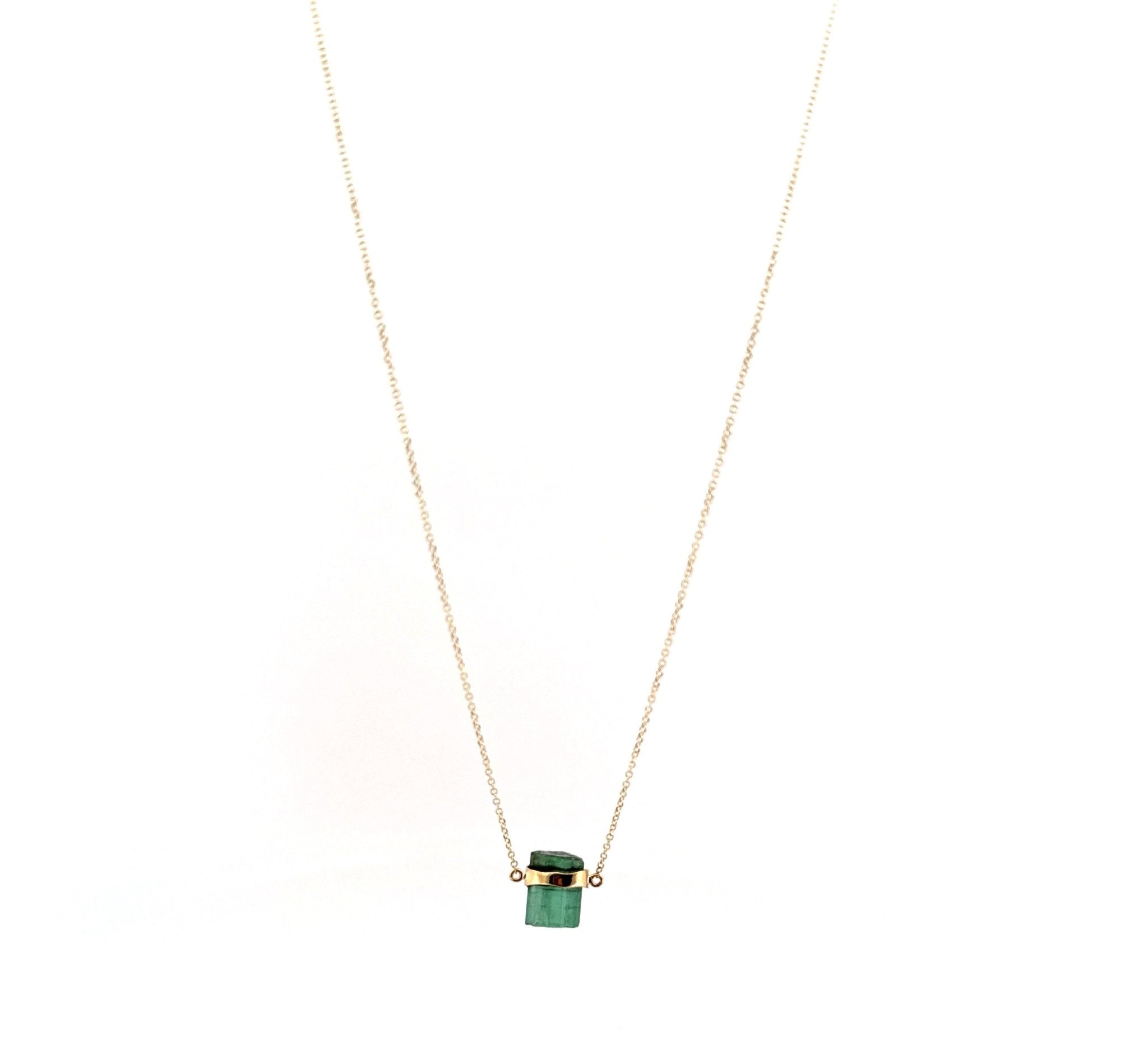 Eikosi Dyo 22 - Necklace - Rainbow Tourmaline Midi Necklace - Green - #product_material# - MERA MERAH