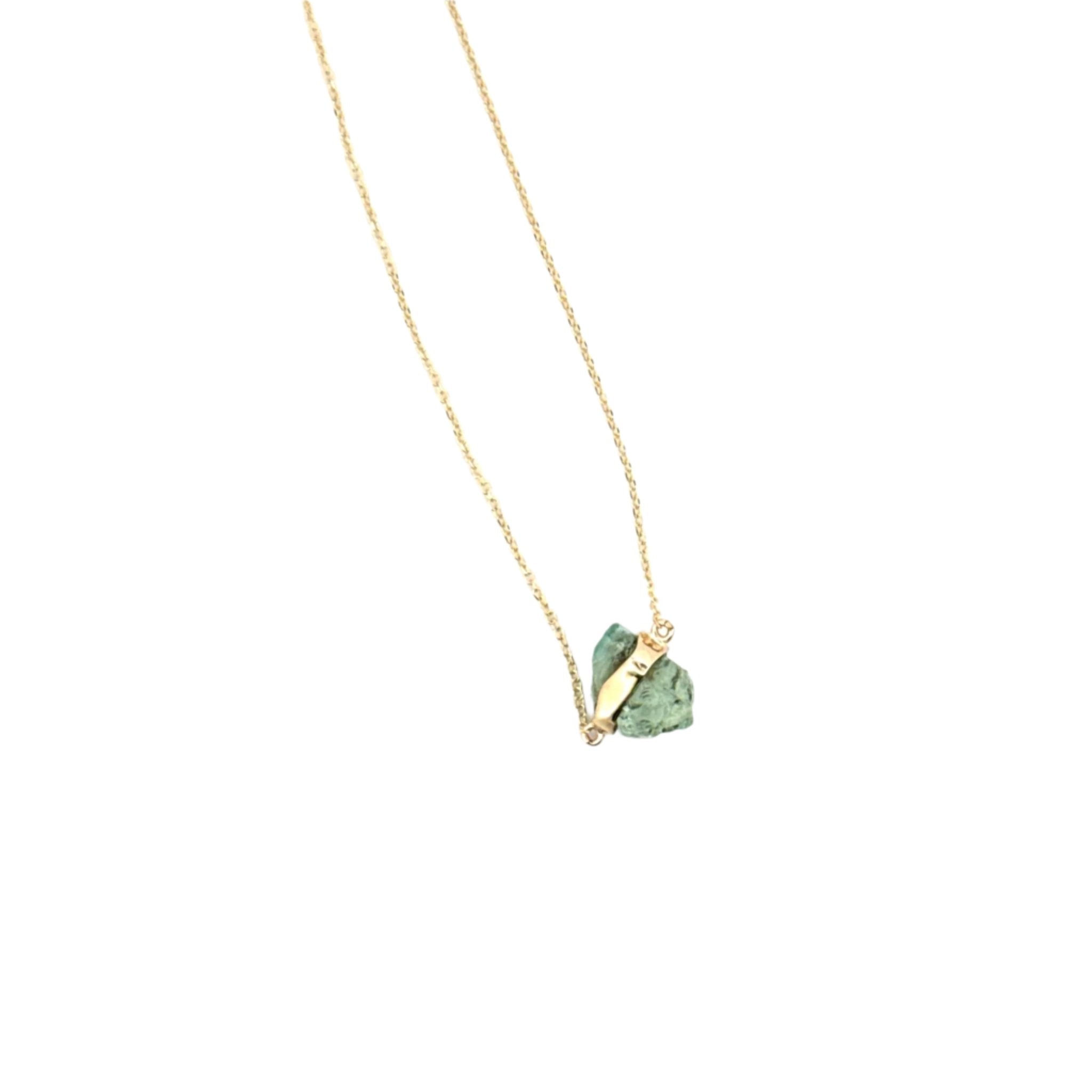 Eikosi Dyo 22 - Necklace - Rainbow Tourmaline Mini Necklace - Light Green - #product_material# - MERA MERAH